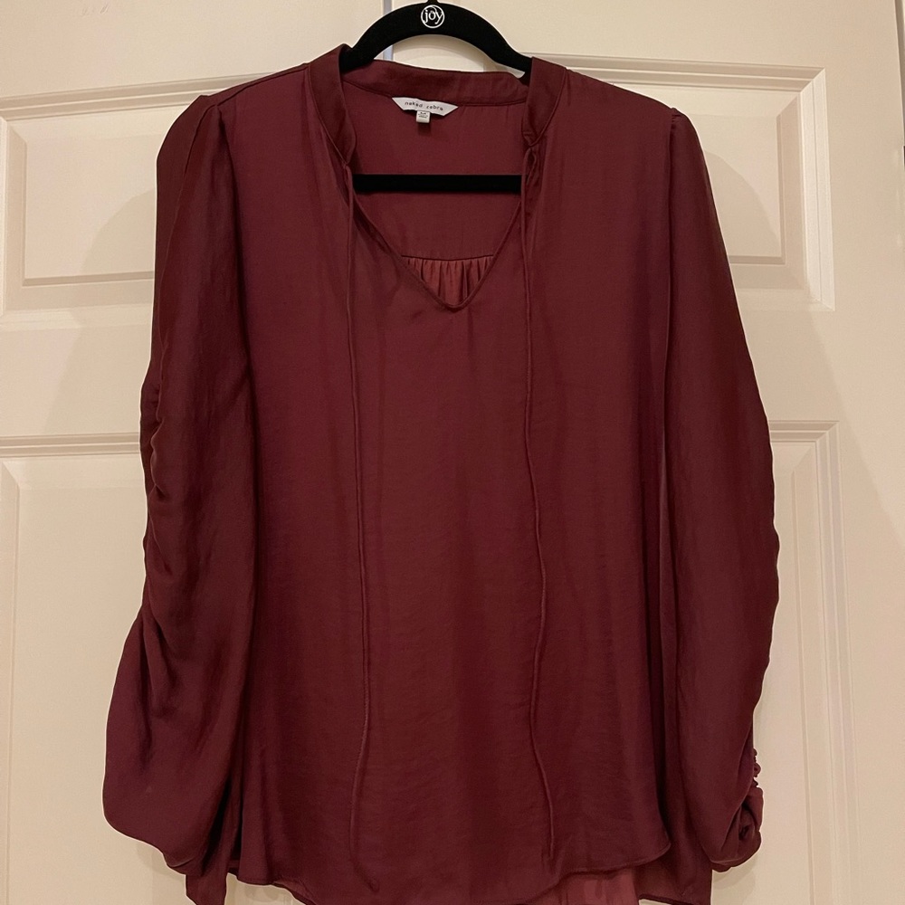 Naked, zebra, medium, maroon V-neck blouse